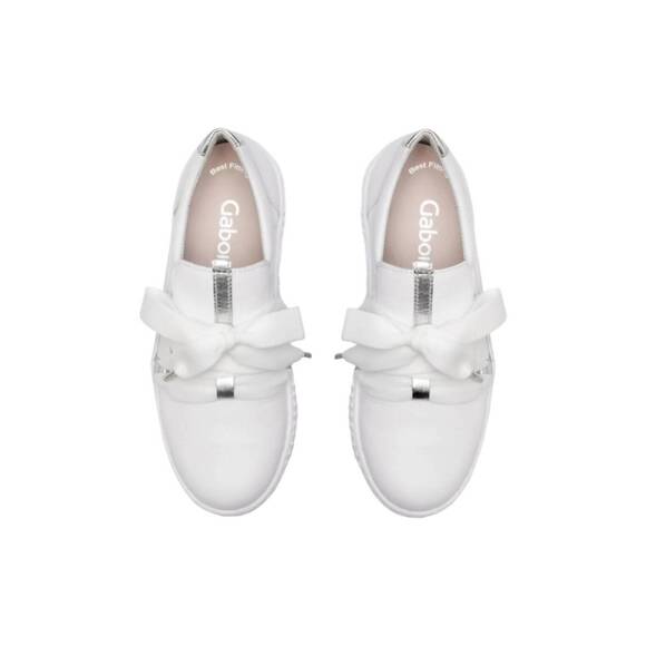 NEW GABOR women\'s bow sneaker in white/silver
